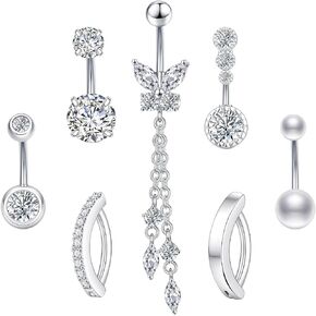 Surgical Stainless Steel Dangle Belly Button Rings for Women Belly Ring Dangling Piercing Jewelry