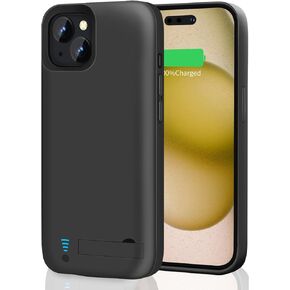 RUNSY Battery Case for iPhone 15 Plus, 6000mAh Rechargeable Extended Battery Charging/Charger Case, Add 100% Extra Juice (6.7 inch) Black