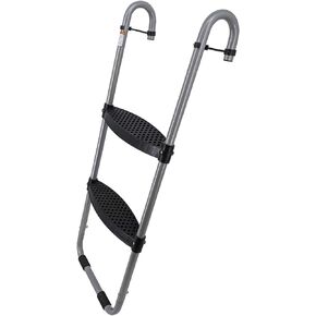 Trampoline Pro Trampoline Ladder Wide 3 Step Heavy-Duty Design Unique Safety-Latch Design No Slip Extra-Wide Steps Cooler to Touch Silver Surface TPRO Warranty Included (3-Step w/Safety Latch)