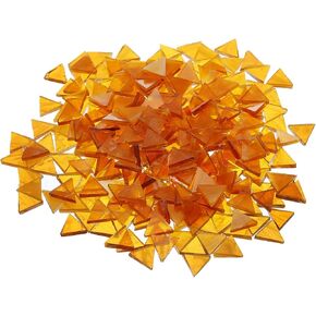 MECCANIXITY 200g Stained Glass Mosaic Triangle 14mm Light Brown Glass Mosaic Tiles Bulk for Craft DIY Handmade Project