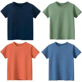 NautySaurs 4-Pack Toddler Boys T-Shirts Solid Color Short Sleeve Tees Summer Crewneck Tops
