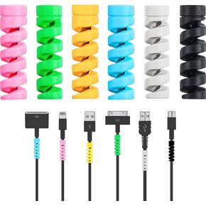 120 Pieces Charger Cable Saver, Mouse Cable Protector, Silicone Flexible Cable Wire Protector Management Organizer, Spiral Cable Protector in 6 Colors for All Cellphone Data Lines