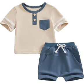 Afunbaby Toddler Baby Boy Clothes Summer Short Sleeve T Shirts and Shorts Cute Boy Outfit Clothing Set