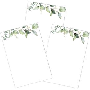 100 Pcs Greenery Cardstock Note Cards 4x6 Inch Blank Greenery Cards Thick White Card Stock Cute Green Leaves Design on Kraft Glossy Cardstock with 100pcs Envelopes for DIY Crafts Drawing Kids Painting