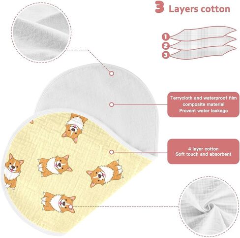 Bernese Mountain Dog Muslin Burp Cloths for Baby 2 Pack 100% Cotton Baby Washcloths Bibs for Boy Girl in Saudi Arabia