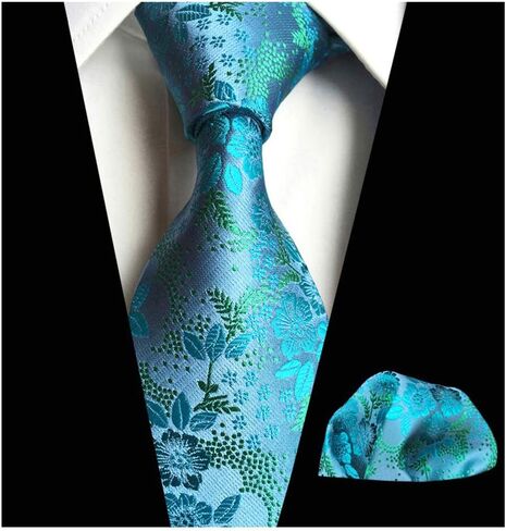 Tie Set for Mens Cravat Luxury Floral Pattern Wedding Necktie with Pocket Square Set in Saudi Arabia