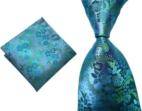 Tie Set for Mens Cravat Luxury Floral Pattern Wedding Necktie with Pocket Square Set in Saudi Arabia