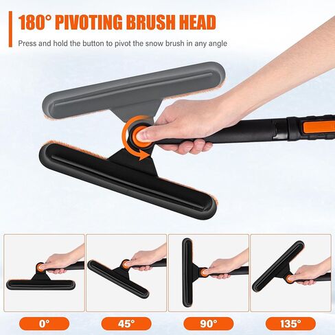 OPKING 31" Ice Scrapers for Car Windshield, 3-in-1 Extendable from 31" to 40" Snow Brush with Squeegee, Snow Scraper with 180° Pivoting Brush Head and Foam Grip for Car Windshield, Truck, SUV in Kuwait