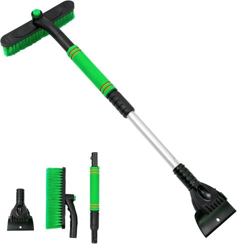 OuMuaMua Ice Scraper with Brush for Car Windshield - 32" Blue Extendable Snow Brush with Foam Grip for Cars SUVs Trucks Winter Accessories in Saudi Arabia