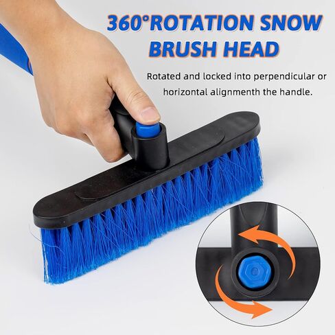 OuMuaMua Ice Scraper with Brush for Car Windshield - 32" Blue Extendable Snow Brush with Foam Grip for Cars SUVs Trucks Winter Accessories in Saudi Arabia