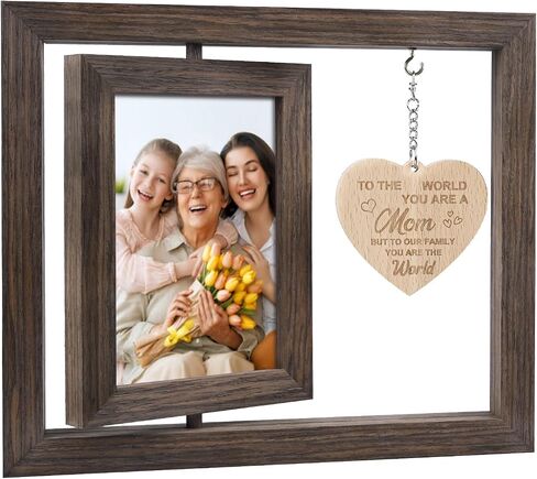 Egofine Gifts for Mom Mothers Day Picture Frames, Mom Picture Frame with Warm Heart Pendant, Mother's Day Gifts from Daughter/Son for New Mom Mother-In-Law, Double Sided Rotating Frame for 4x6 Photo in Saudi Arabia