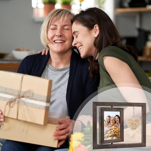 Egofine Gifts for Mom Mothers Day Picture Frames, Mom Picture Frame with Warm Heart Pendant, Mother's Day Gifts from Daughter/Son for New Mom Mother-In-Law, Double Sided Rotating Frame for 4x6 Photo in Saudi Arabia