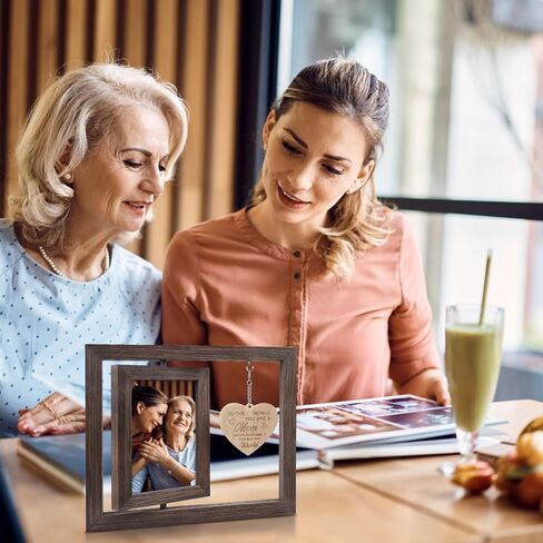 Egofine Gifts for Mom Mothers Day Picture Frames, Mom Picture Frame with Warm Heart Pendant, Mother's Day Gifts from Daughter/Son for New Mom Mother-In-Law, Double Sided Rotating Frame for 4x6 Photo in Saudi Arabia
