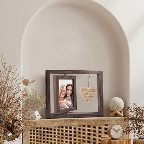 Egofine Gifts for Mom Mothers Day Picture Frames, Mom Picture Frame with Warm Heart Pendant, Mother's Day Gifts from Daughter/Son for New Mom Mother-In-Law, Double Sided Rotating Frame for 4x6 Photo in Saudi Arabia