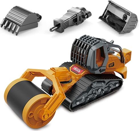 Gemini&Genius Construction Truck 4 in 1 Excavator with Metal Loader Shovel, Roller Shovel and Impact Hammer Construction Vehicle Die-cast Toys for Kids (Wheeled with Tracked) in Saudi Arabia