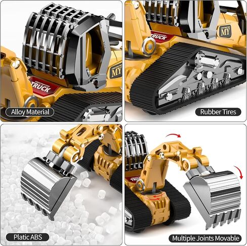 Gemini&Genius Construction Truck 4 in 1 Excavator with Metal Loader Shovel, Roller Shovel and Impact Hammer Construction Vehicle Die-cast Toys for Kids (Wheeled with Tracked) in Saudi Arabia