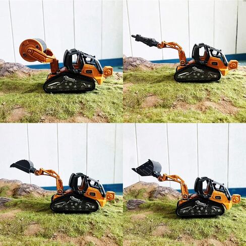 Gemini&Genius Construction Truck 4 in 1 Excavator with Metal Loader Shovel, Roller Shovel and Impact Hammer Construction Vehicle Die-cast Toys for Kids (Wheeled with Tracked) in Saudi Arabia
