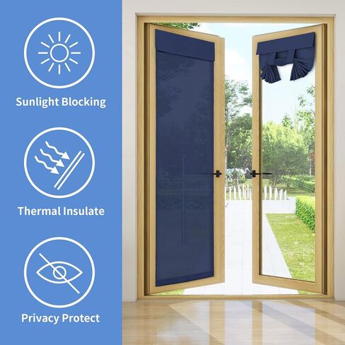 ستائر باب فرنسية بمظهر كتان سهلة الاستخدام، ستارة باب نافذة الخصوصية مرشحة للضوء للباب الزجاجي للفناء، لوحة واحدة، 26 × 68 بوصة، رمادي داكن in Kuwait