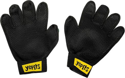 PAIR of Low-Cost Pet Grooming Gloves - Superior Care for Your Furry Friends. Ideal for Grooming, Deshedding, Bathing & Massaging Your Dogs & Cats with Long/Short/Curly Fur – (Black) in Saudi Arabia