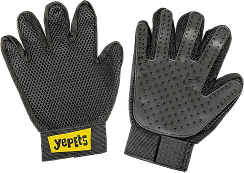 PAIR of Low-Cost Pet Grooming Gloves - Superior Care for Your Furry Friends. Ideal for Grooming, Deshedding, Bathing & Massaging Your Dogs & Cats with Long/Short/Curly Fur – (Black) in Saudi Arabia