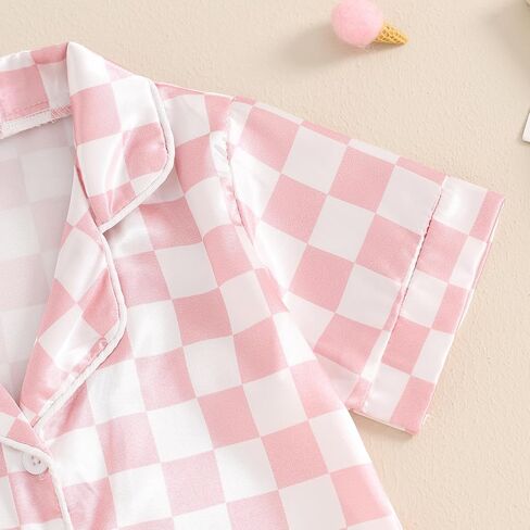 Toddler Girl Floral Pajamas Set Short Sleeve Button Down Shirt And Shorts 2Pcs Kids Pjs Loungewear in Saudi Arabia