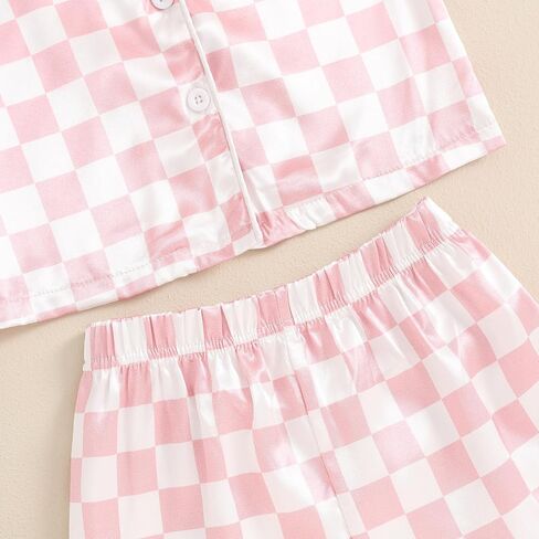Toddler Girl Floral Pajamas Set Short Sleeve Button Down Shirt And Shorts 2Pcs Kids Pjs Loungewear in Saudi Arabia