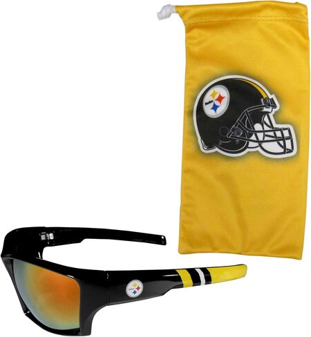 مجموعة نظارة شمسية وحقيبة من Siskiyou Sports NFL Pittsburgh Steelers للجنسين، ألوان الفريق، مقاس واحد (FESG160EB-R) in Saudi Arabia