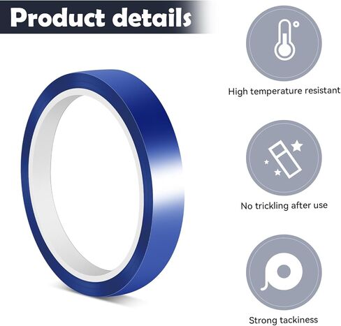 Molain Blue Heat Resistant Tape, 2 Rolls High Temperature Heat Resistant Tape Heat Transfer Tape for Heat Sublimation Press Vinyl, No Residue Tapes(10mm x 33m (108ft)) in Saudi Arabia