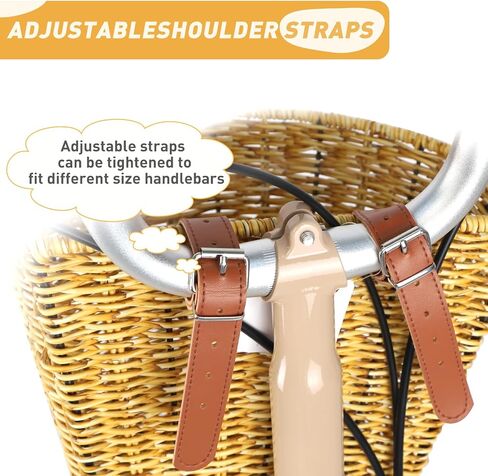 Wicker Bike Basket Front Cargo for Women and Men,Front Handlebar Bike Basket，Rattan Storage Basket Waterproof, Vintage Wicker, with Leather Straps,Fits Most Bikes,4 Colors in Saudi Arabia