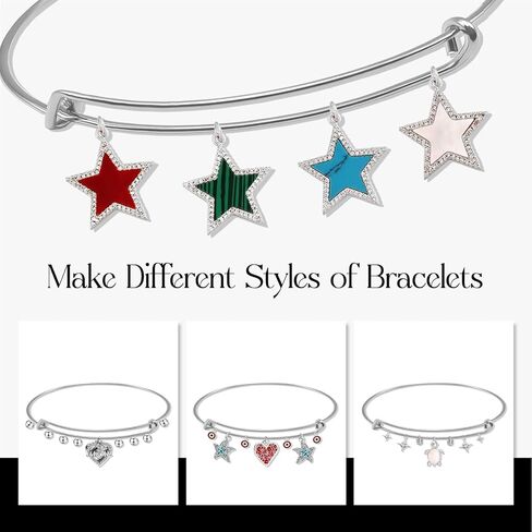 FANCY NOVA Silver Expandable Bangle Blank Bracelets, Adjustable Wire Bracelets Blank Stainless Steel Bangles Bracelets Set for Jewelry Making Charms Bulk (20PCS) in Kuwait