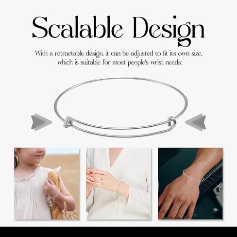 FANCY NOVA Silver Expandable Bangle Blank Bracelets, Adjustable Wire Bracelets Blank Stainless Steel Bangles Bracelets Set for Jewelry Making Charms Bulk (20PCS) in Kuwait