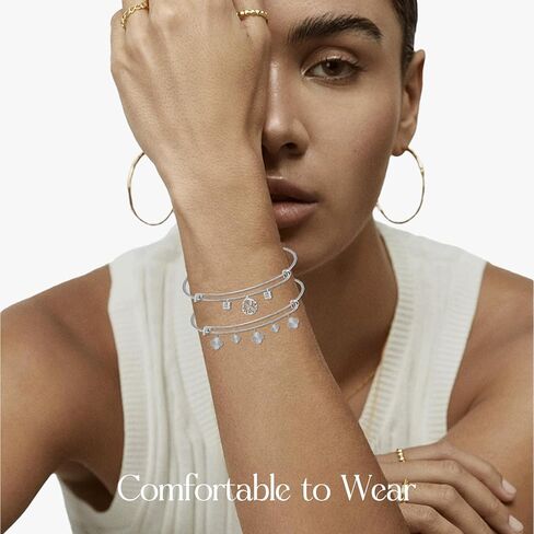 FANCY NOVA Silver Expandable Bangle Blank Bracelets, Adjustable Wire Bracelets Blank Stainless Steel Bangles Bracelets Set for Jewelry Making Charms Bulk (20PCS) in Kuwait