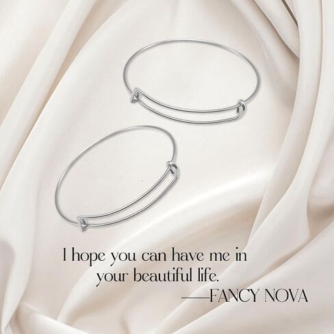 FANCY NOVA Silver Expandable Bangle Blank Bracelets, Adjustable Wire Bracelets Blank Stainless Steel Bangles Bracelets Set for Jewelry Making Charms Bulk (20PCS) in Kuwait