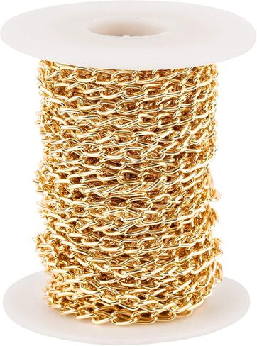 WUBOECE 11 Yards Aluminum Curb Chain Link with Spool, 4mm Width Twisted Cross Necklace Finding Chains in Bulk for DIY Crafts, Jewelry Making Supplies, Black in Saudi Arabia