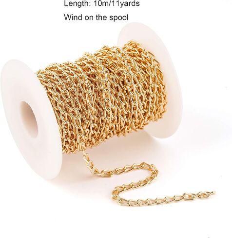 WUBOECE 11 Yards Aluminum Curb Chain Link with Spool, 4mm Width Twisted Cross Necklace Finding Chains in Bulk for DIY Crafts, Jewelry Making Supplies, Black in Saudi Arabia
