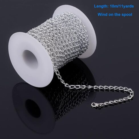 WUBOECE 11 Yards Aluminum Curb Chain Link with Spool, 4mm Width Twisted Cross Necklace Finding Chains in Bulk for DIY Crafts, Jewelry Making Supplies, Black in Saudi Arabia