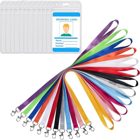 YOUOWO Lanyards 12 حزمة حبل مكتب للرقبة 12 لونًا أبيض وأزرق وأسود وتفاحي وأخضر وأحمر ووردي in Kuwait