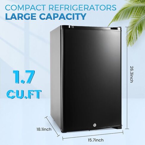 HIPOPLLER 1.07 cu.ft Compact Refrigerator,Quiet Mini Fridge, 110V Reversible Door with Lock, Energy Efficient Beverage Cooler for Bedroom Dorm RV Hotel Office, Black in Saudi Arabia