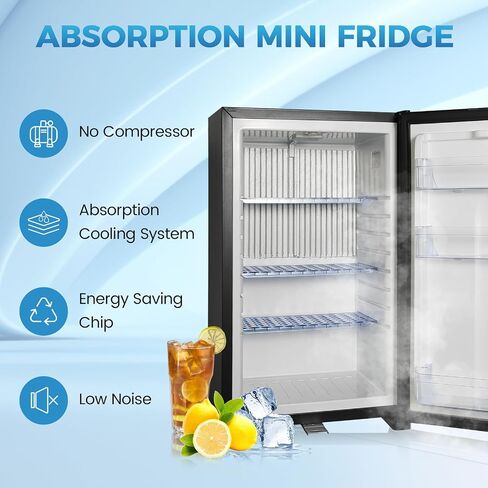 HIPOPLLER 1.07 cu.ft Compact Refrigerator,Quiet Mini Fridge, 110V Reversible Door with Lock, Energy Efficient Beverage Cooler for Bedroom Dorm RV Hotel Office, Black in Saudi Arabia