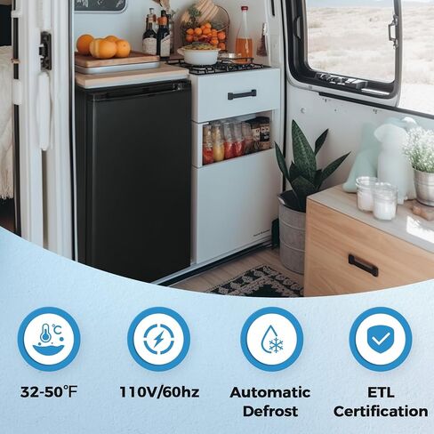 HIPOPLLER 1.07 cu.ft Compact Refrigerator,Quiet Mini Fridge, 110V Reversible Door with Lock, Energy Efficient Beverage Cooler for Bedroom Dorm RV Hotel Office, Black in Saudi Arabia