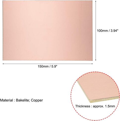 uxcell Single-Sided Copper Clad Laminate PCB Circuit Board, FR4 150x100mm 5.91x3.94 inch, 1.5mm Thickness DIY Prototyping PCB Board, Name Board, 10pcs in Saudi Arabia