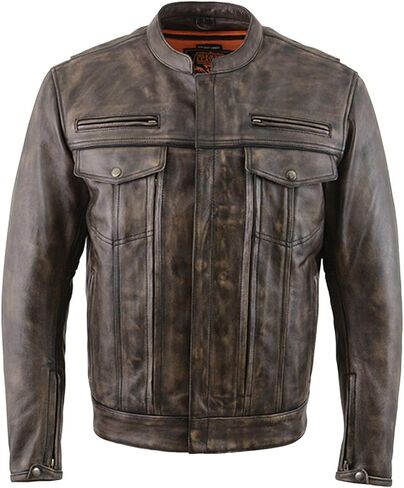 Milwaukee Leather MLM1506 Men's 'Cool-Tec' Black Real Leather Scooter Style Motorcycle Jacket with Utility Pockets in Saudi Arabia