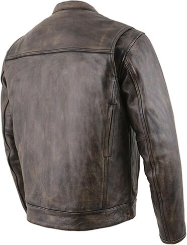 Milwaukee Leather MLM1506 Men's 'Cool-Tec' Black Real Leather Scooter Style Motorcycle Jacket with Utility Pockets in Saudi Arabia
