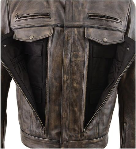 Milwaukee Leather MLM1506 Men's 'Cool-Tec' Black Real Leather Scooter Style Motorcycle Jacket with Utility Pockets in Saudi Arabia