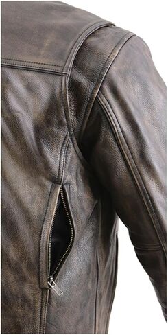 Milwaukee Leather MLM1506 Men's 'Cool-Tec' Black Real Leather Scooter Style Motorcycle Jacket with Utility Pockets in Saudi Arabia