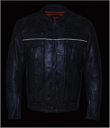 Milwaukee Leather MLM1506 Men's 'Cool-Tec' Black Real Leather Scooter Style Motorcycle Jacket with Utility Pockets in Saudi Arabia