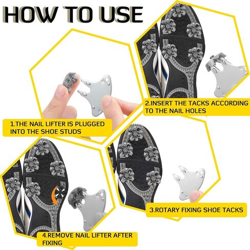 Vinsatin 51 قطعة من مسامير أحذية الجولف البديلة مجموعة 50 مرابط أحذية الجولف مع 1 مرابط جولف سوداء مفتاح ربط معدني بقطر 6 مم مرابط جولف بديلة لأحذية الكريكيت لاعب الجولف عاشق الجولف in Kuwait