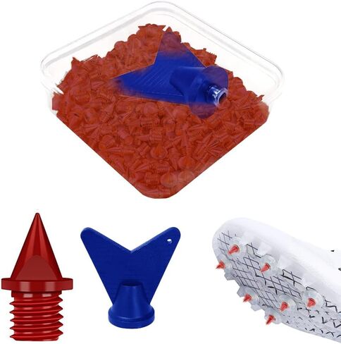 مسامير المسار لاستبدال الأحذية 50 قطعة، مسامير كربون متقاطعة من Funwaretech بطول 1/4 بوصة من المطاط الصلب مع صندوق ومفتاح ربط للجري والمشي لمسافات طويلة والقفز العالي ورياضات العدو (أحمر) in Kuwait