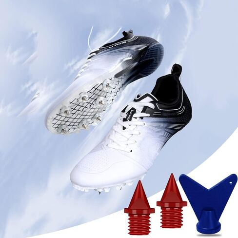 مسامير المسار لاستبدال الأحذية 50 قطعة، مسامير كربون متقاطعة من Funwaretech بطول 1/4 بوصة من المطاط الصلب مع صندوق ومفتاح ربط للجري والمشي لمسافات طويلة والقفز العالي ورياضات العدو (أحمر) in Kuwait