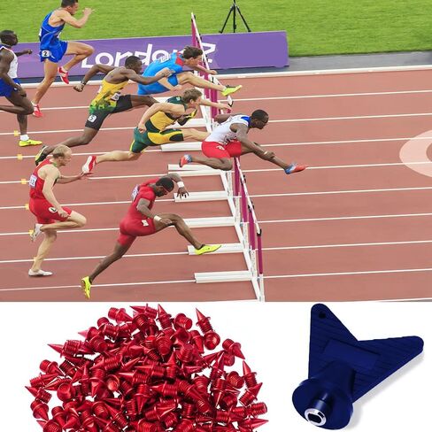 مسامير المسار لاستبدال الأحذية 50 قطعة، مسامير كربون متقاطعة من Funwaretech بطول 1/4 بوصة من المطاط الصلب مع صندوق ومفتاح ربط للجري والمشي لمسافات طويلة والقفز العالي ورياضات العدو (أحمر) in Kuwait